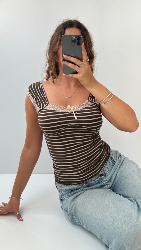 00s brown striped cami- size S