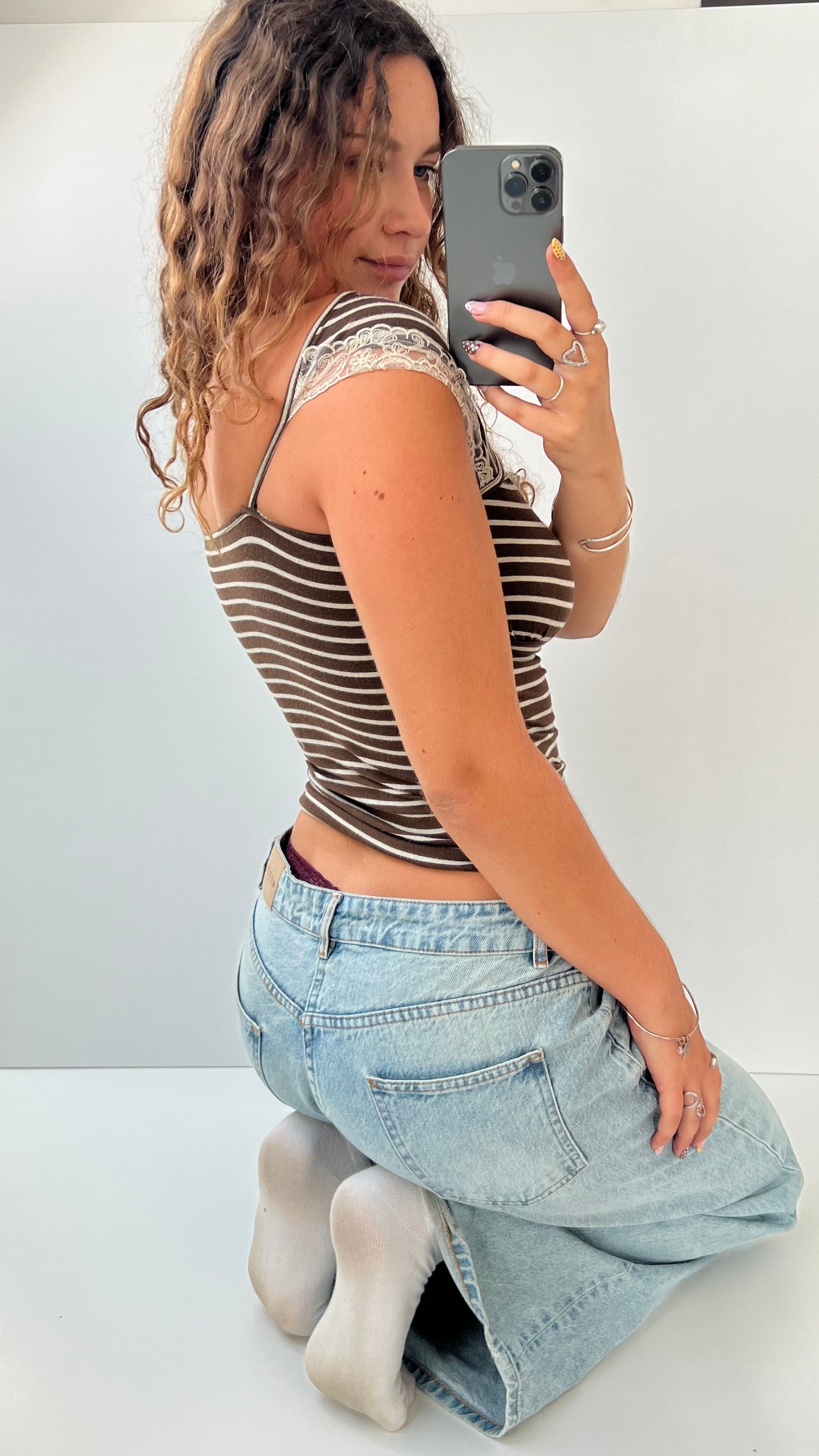 00s brown striped cami- size S