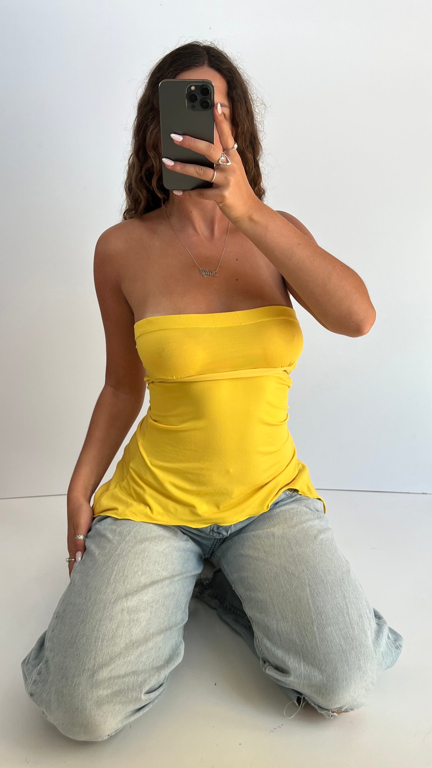 00s yellow asymmetric cami- size S