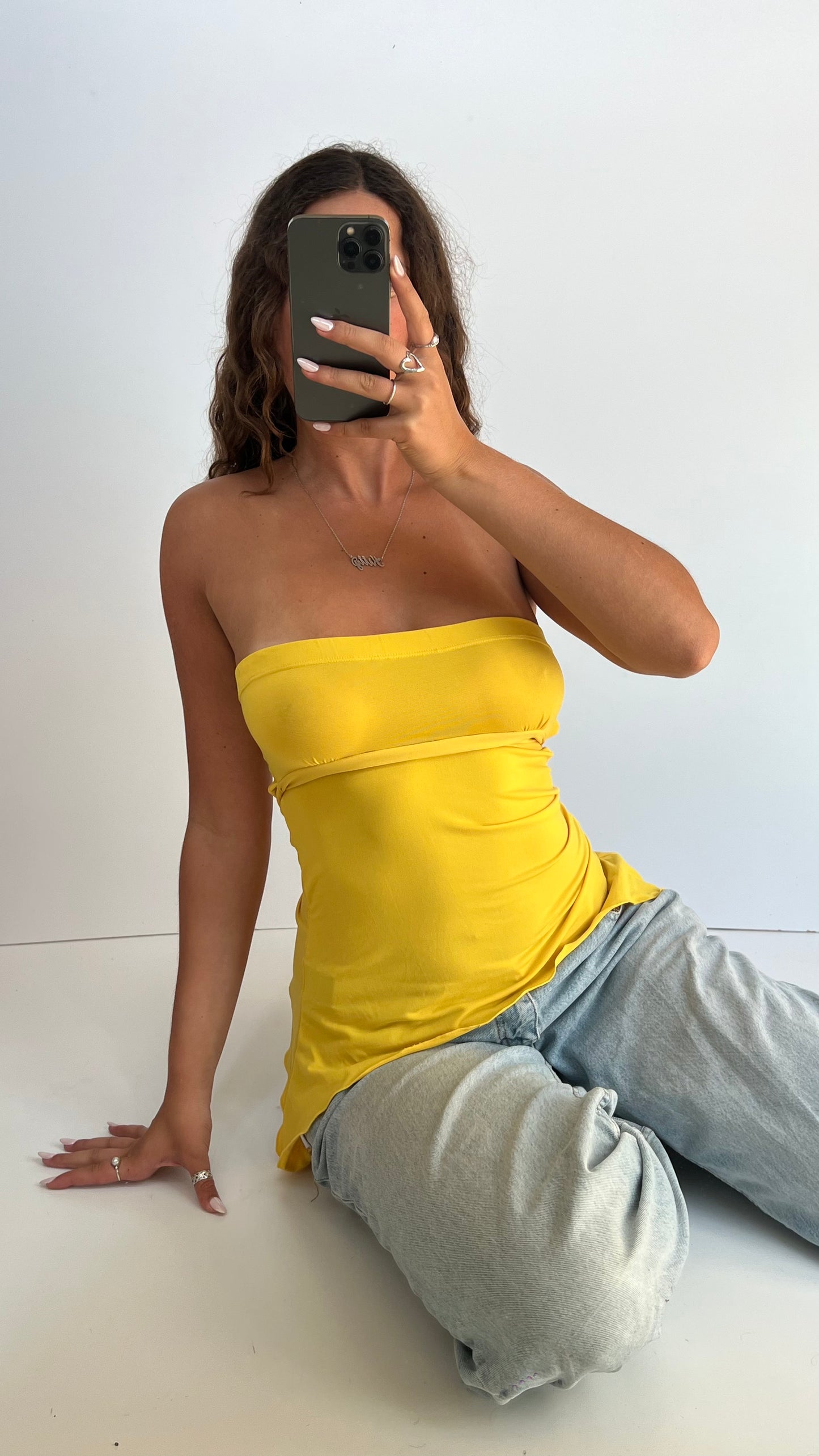00s yellow asymmetric cami- size S