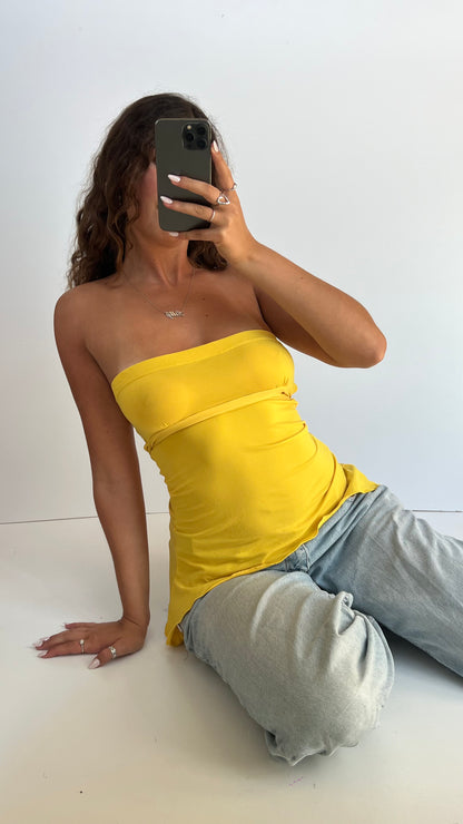 00s yellow asymmetric cami- size S