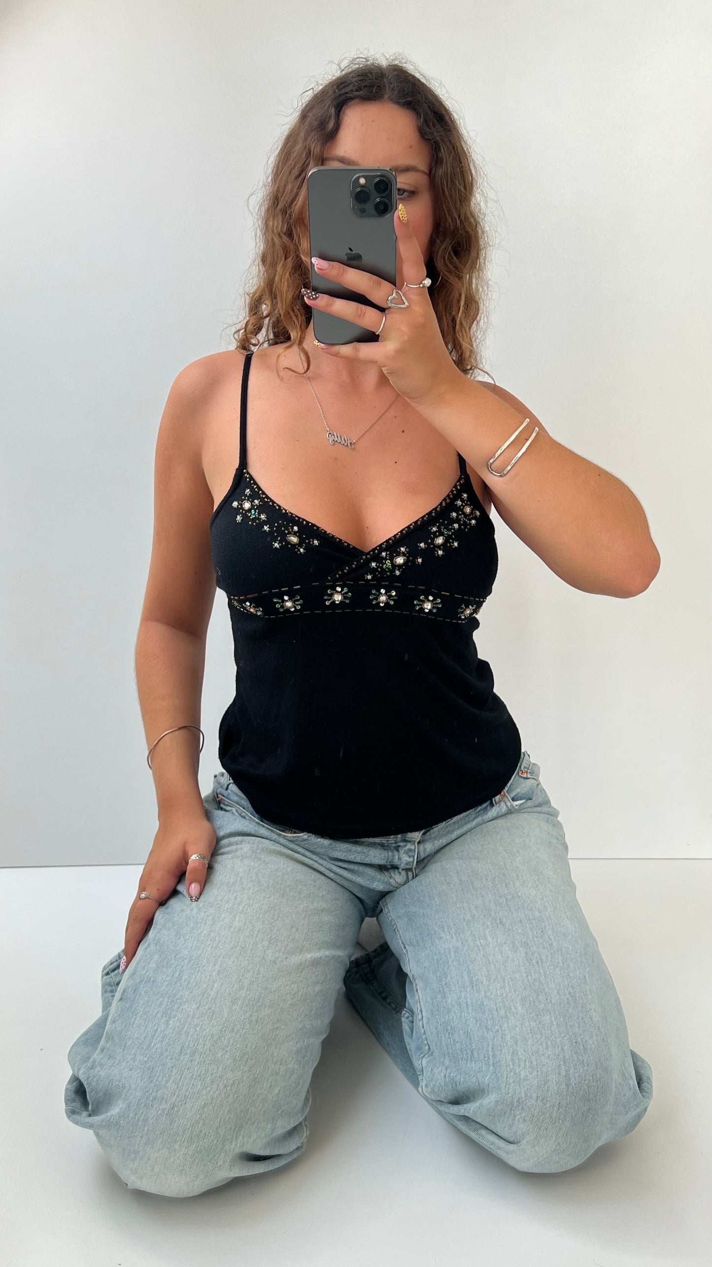 00s black beaded cami- size S/M