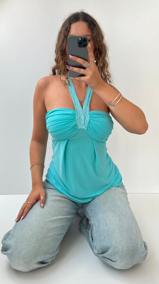 00s slinky blue halter cami- size M