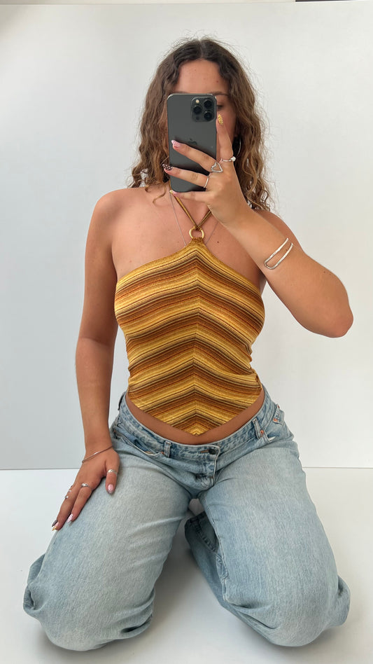 00s orange striped halter cami- size S