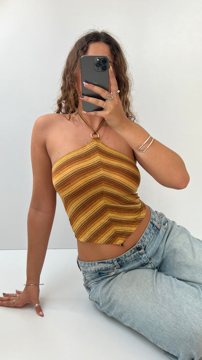 00s orange striped halter cami- size S