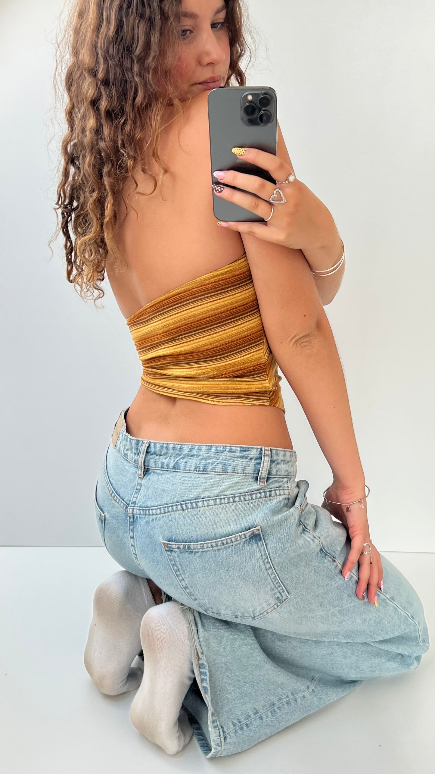00s orange striped halter cami- size S