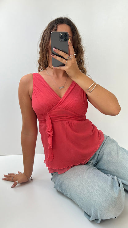 00s pink silk babydoll cami- size S