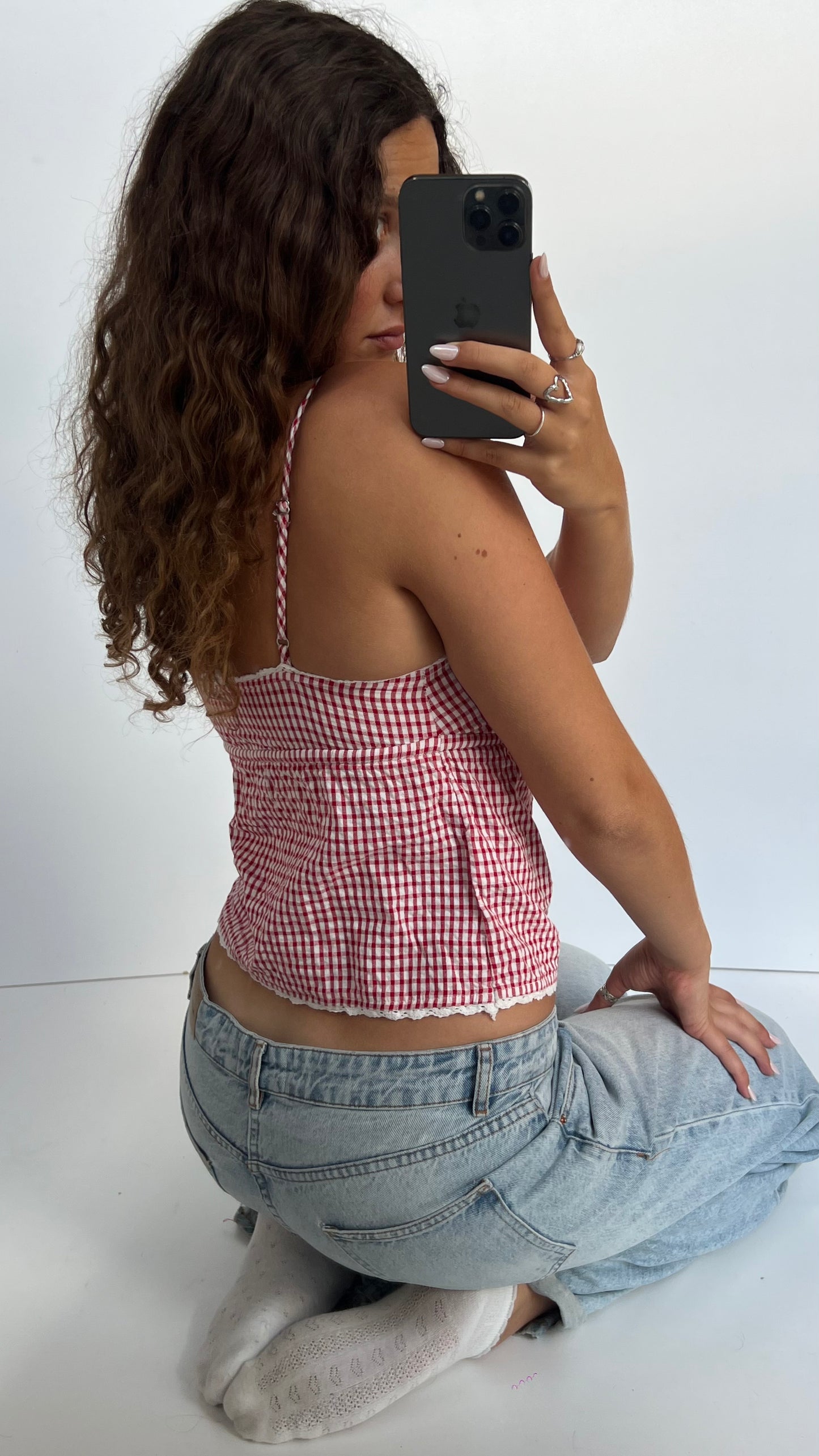 00s red gingham cami- size XS