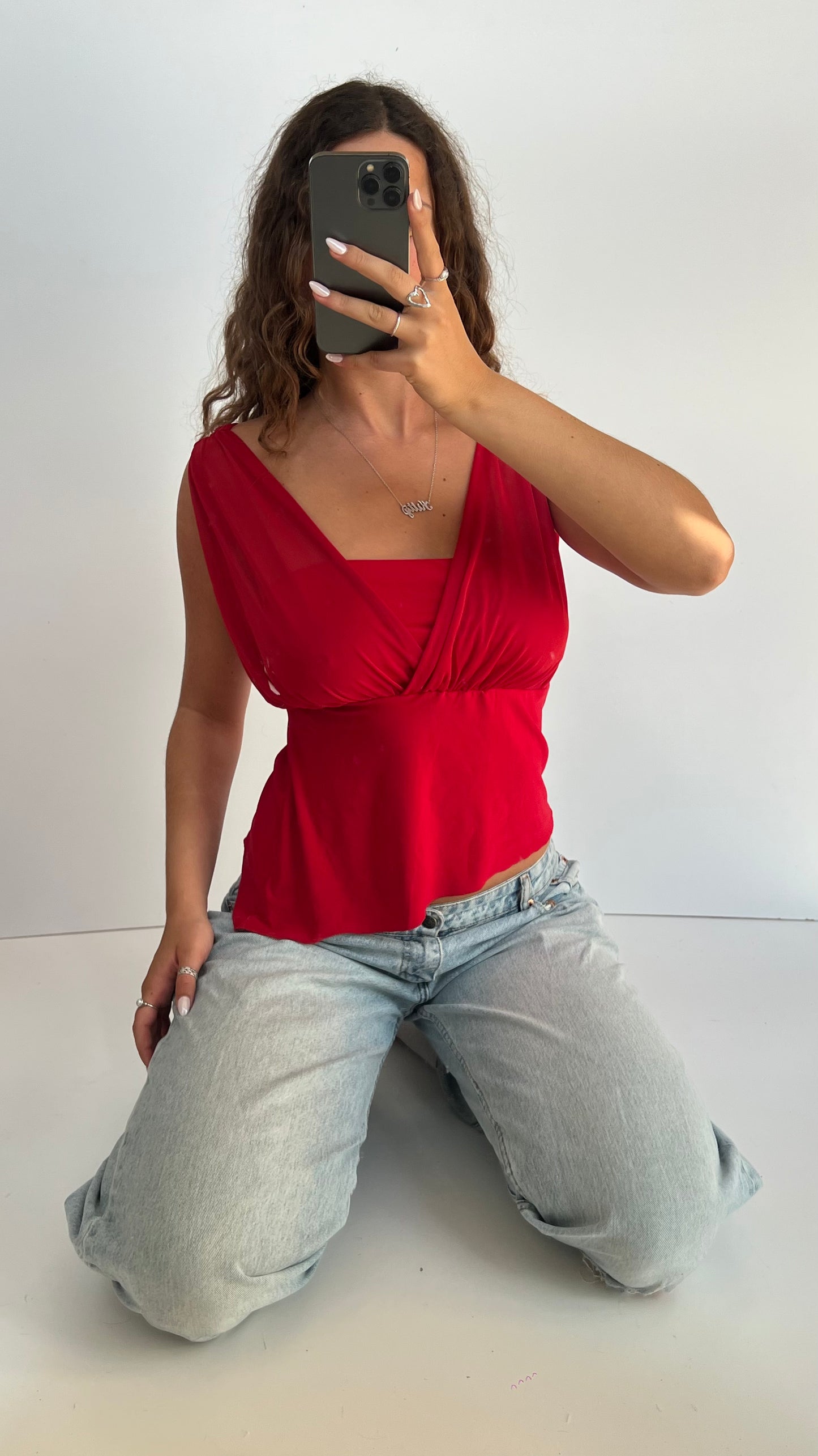 00s red asymmetric top- size M