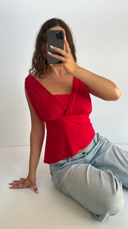 00s red asymmetric top- size M