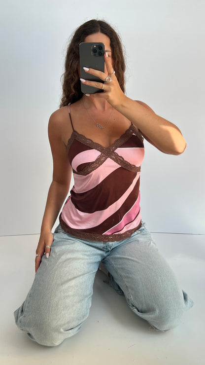 00s pink swirl cami- size S