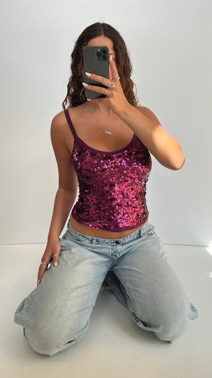 00s pink sequin cami- size S