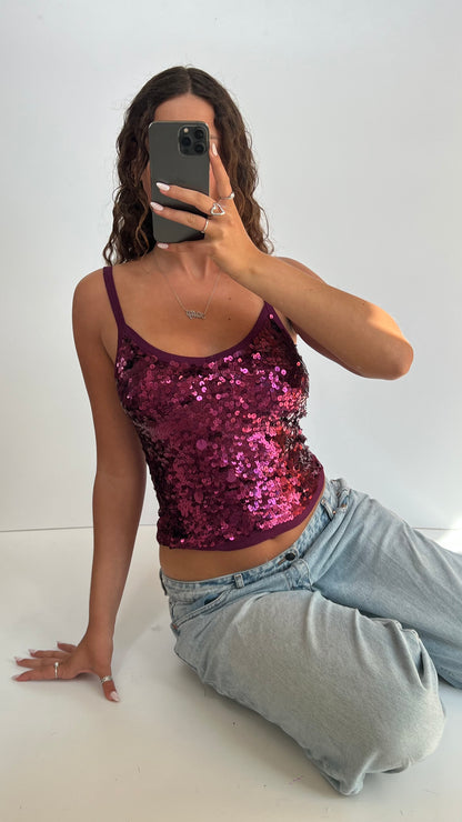 00s pink sequin cami- size S