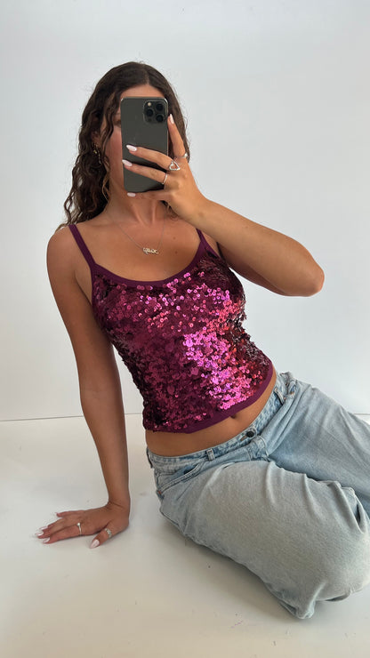 00s pink sequin cami- size S