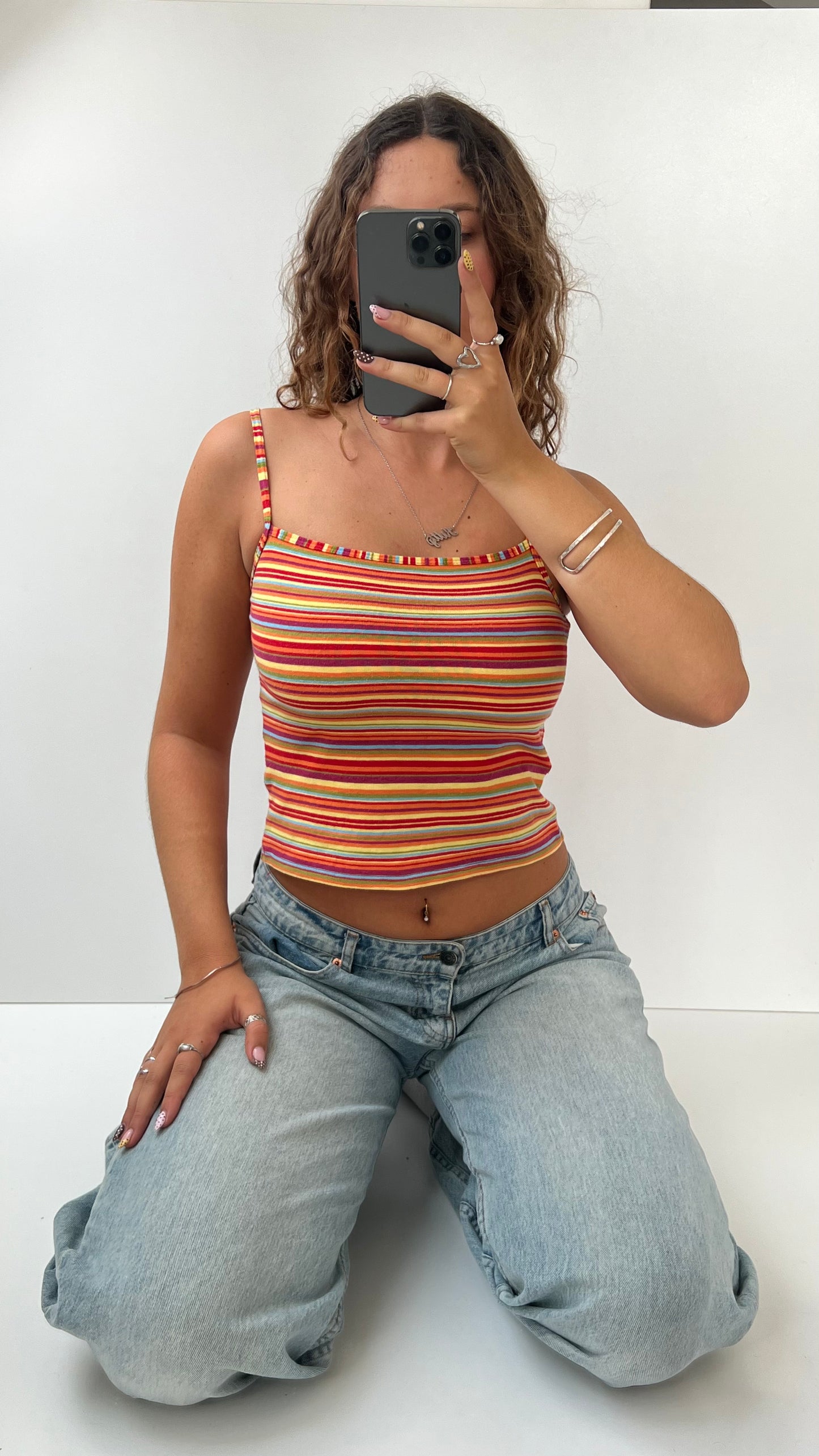 00s orange striped cami- size S/M