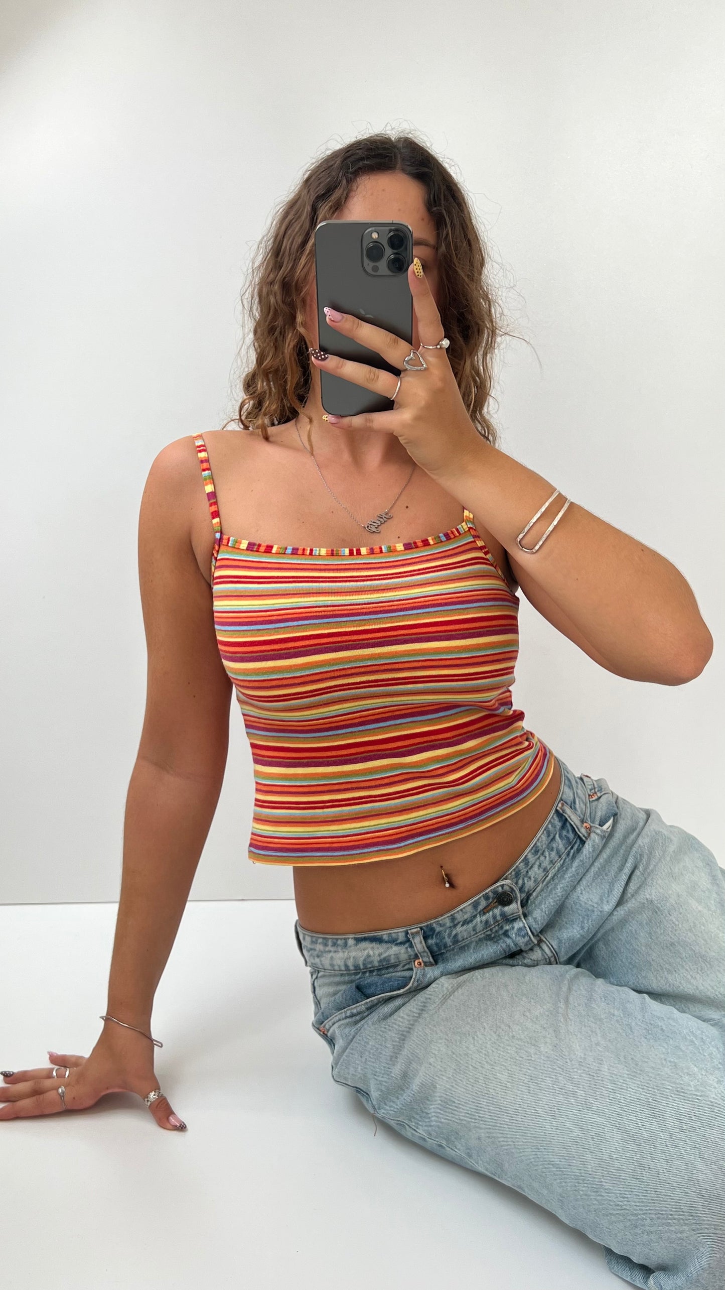 00s orange striped cami- size S/M