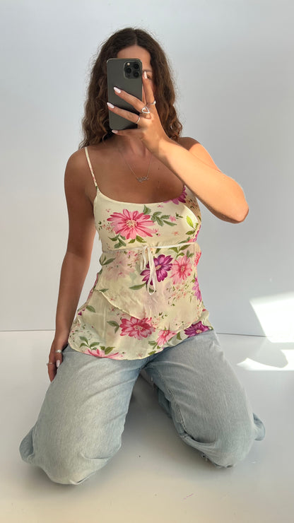 00s yellow pink floral cami- size S