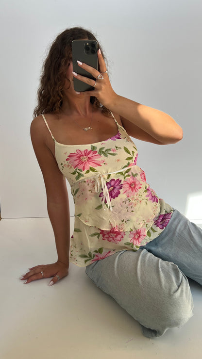 00s yellow pink floral cami- size S