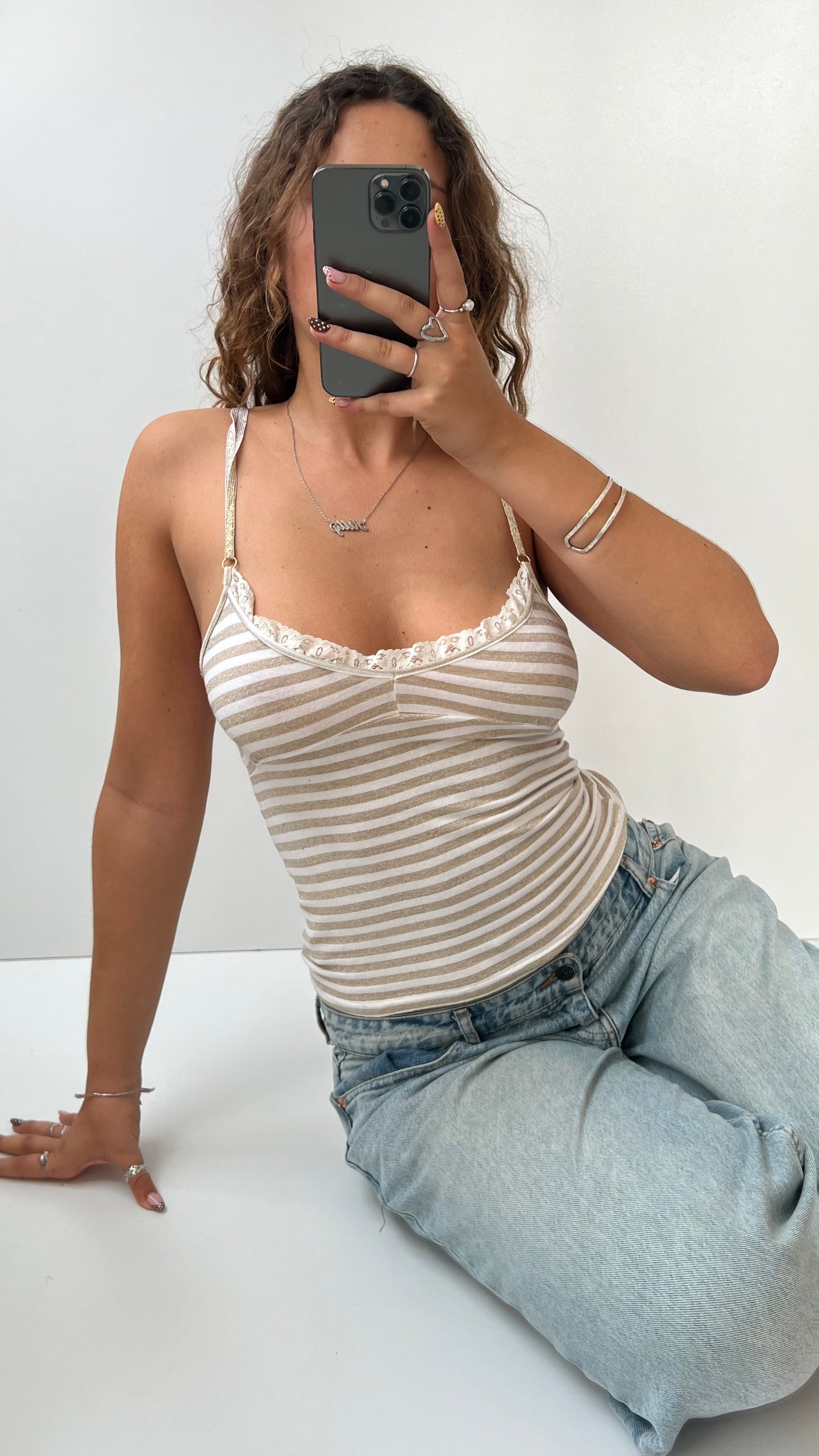 00s gold cream striped cami- size M