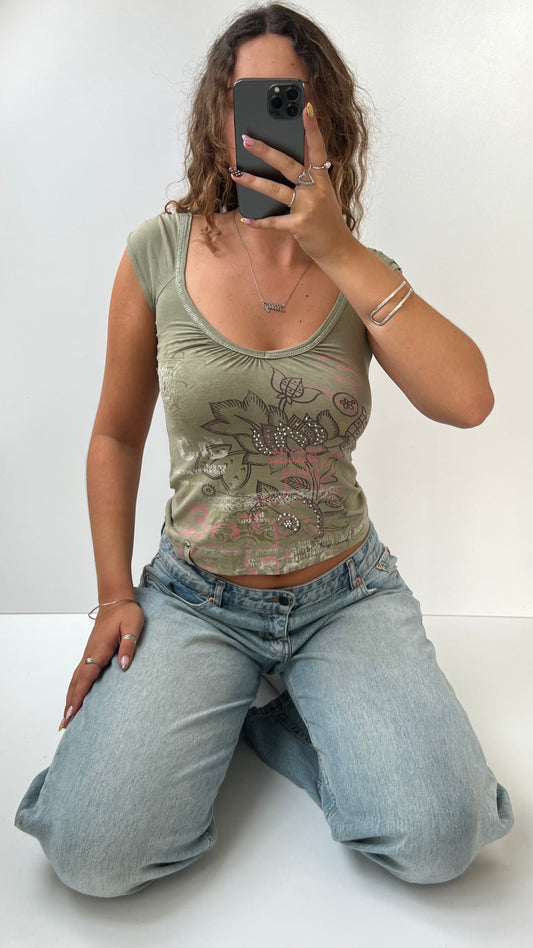 00s green Jane Norman top- size S