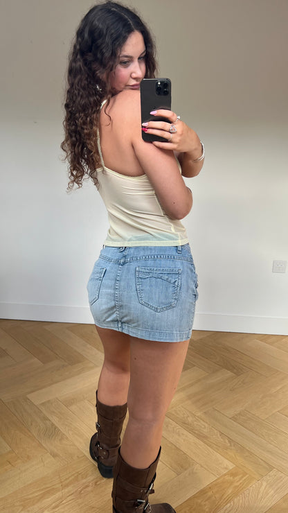 00s low rise denim mini skirt- size M
