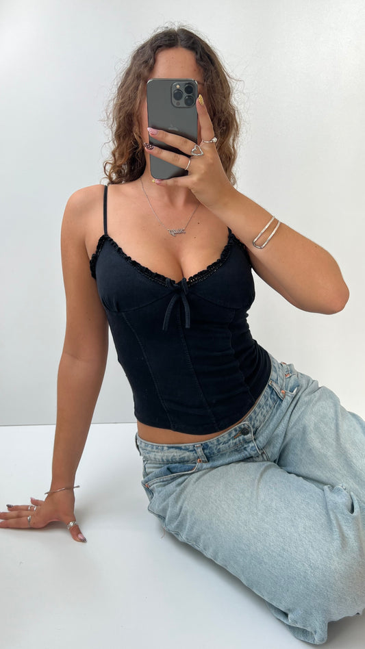 00s black textured cami- size XS