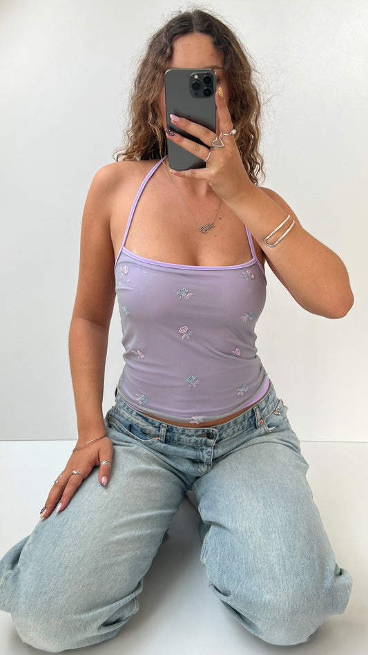 00s lilac mesh floral cami- size M