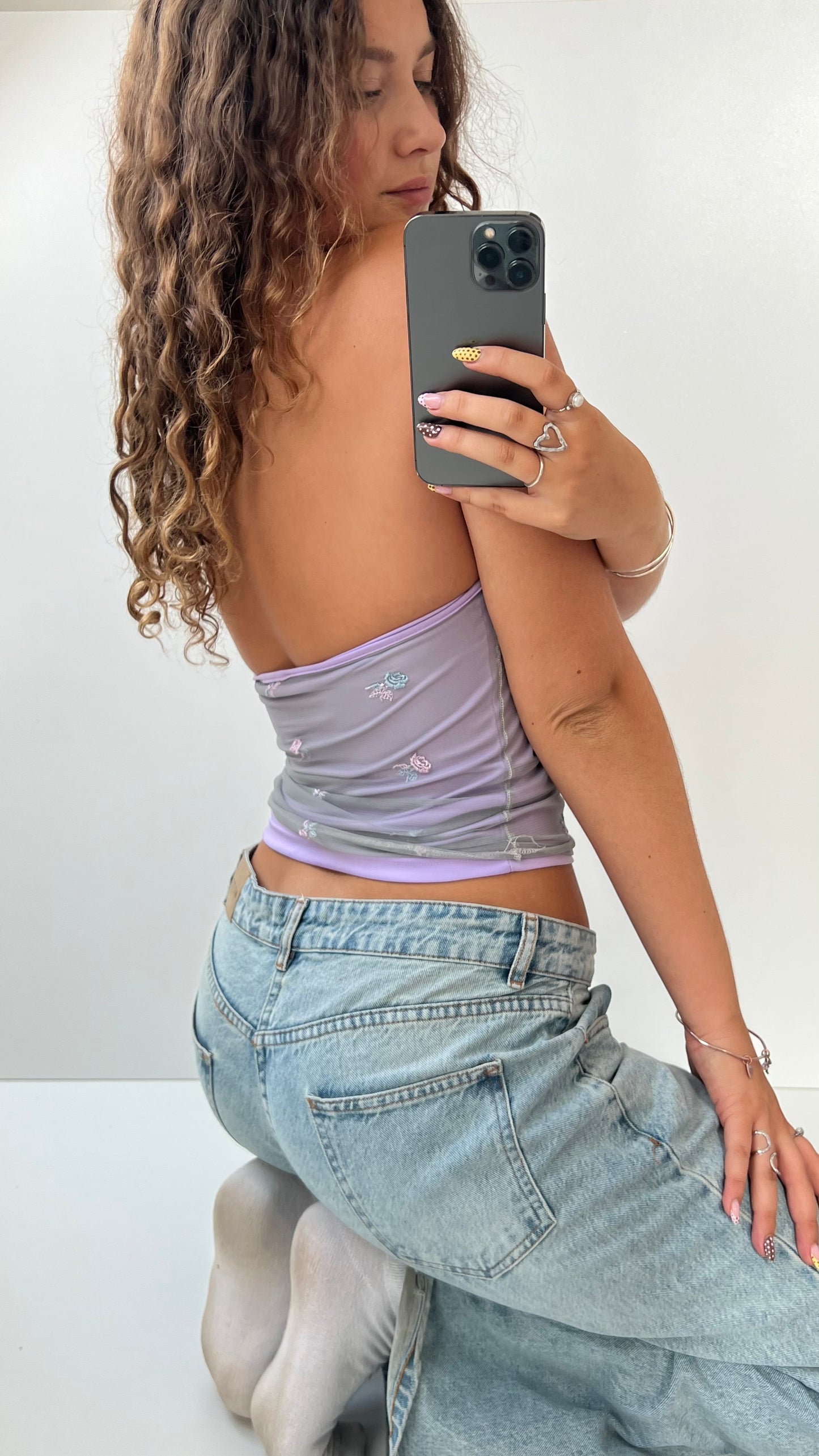 00s lilac mesh floral cami- size M
