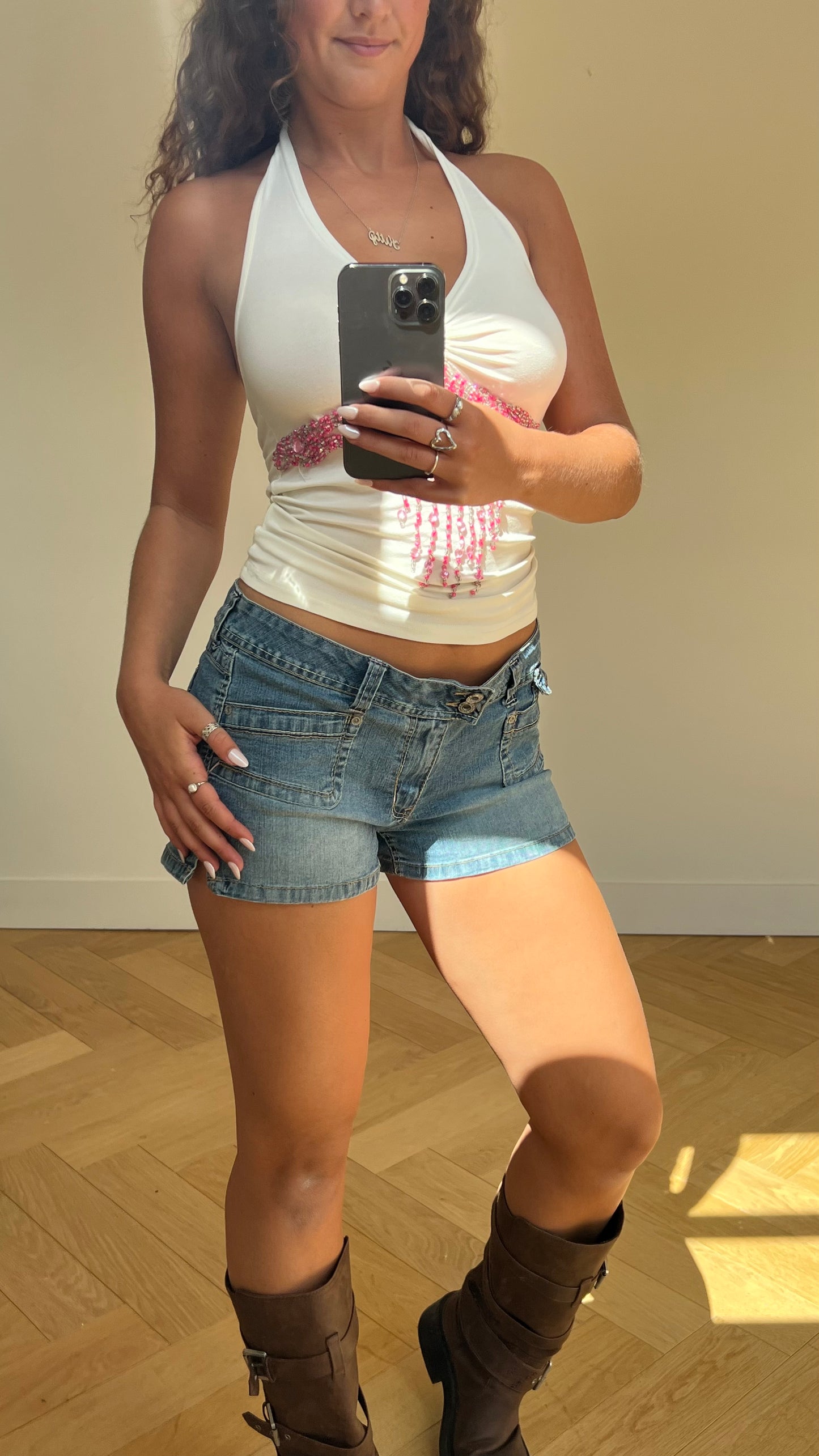 00s denim shorts- size L