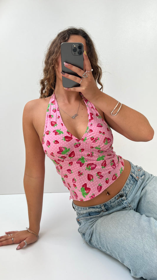 00s pink strawberry cami- size S