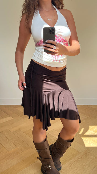 00s brown asymmetric skirt- size S