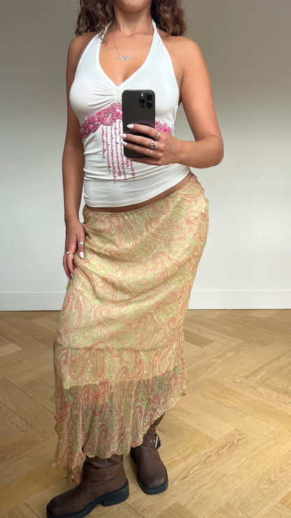 00s yellow pink maxi skirt- size S
