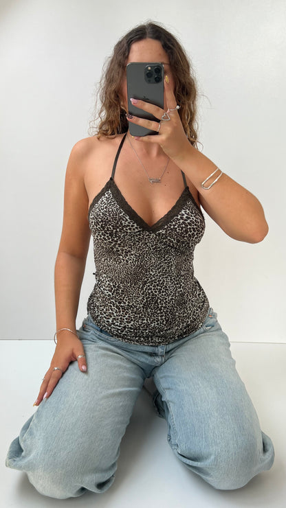 00s leopard print halter cami- size M