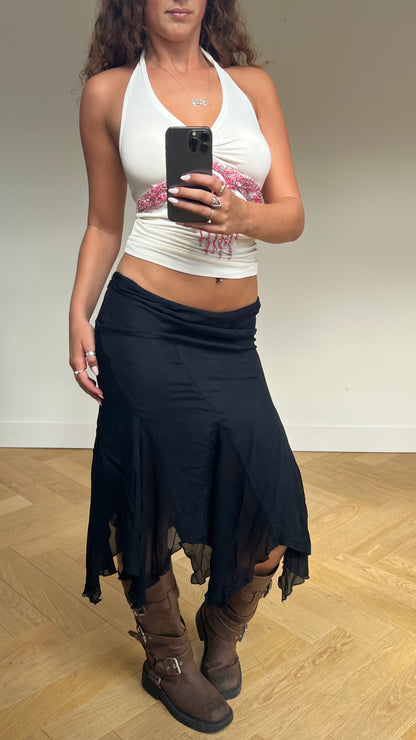 00s black mesh midi skirt- size M