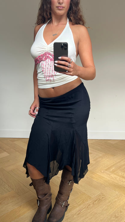 00s black mesh midi skirt- size M