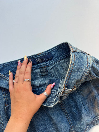 00s pleated denim mini skirt- size S