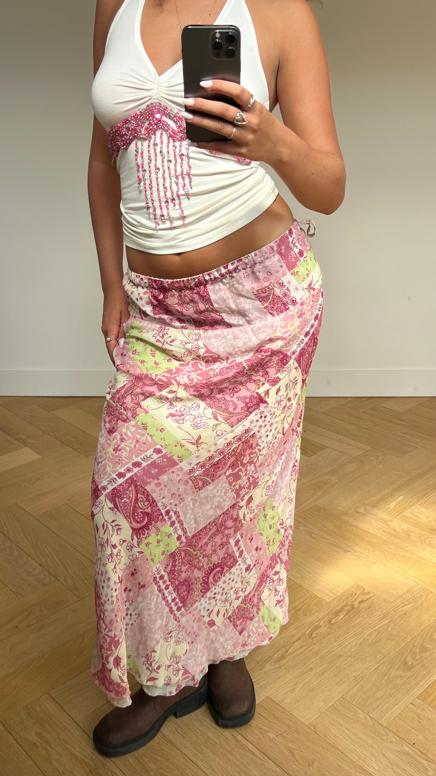 00s reversible mesh maxi skirt- size S