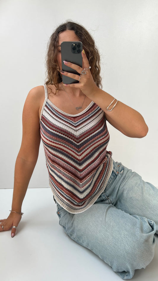 00s red blue crochet cami- size XL