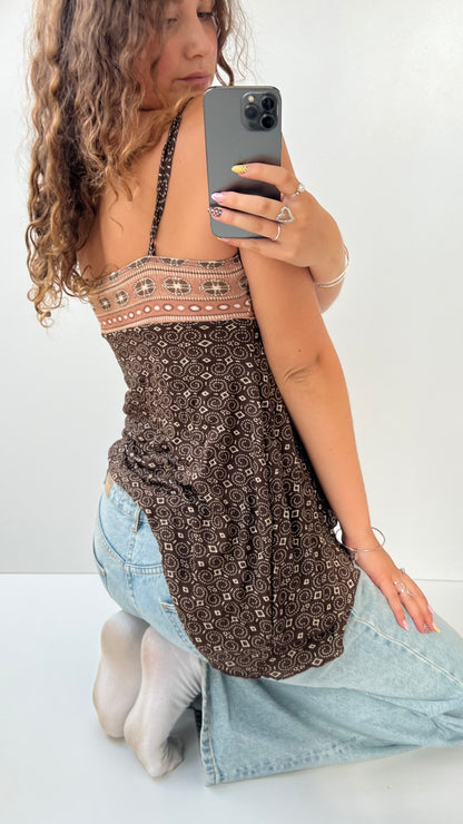 00s brown babydoll cami- size M