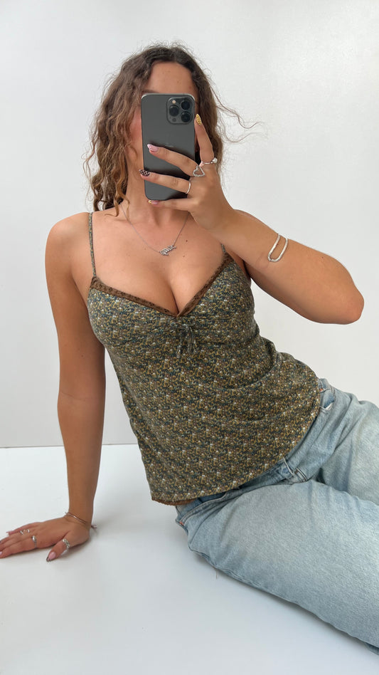 00s brown floral babydoll cami- size S