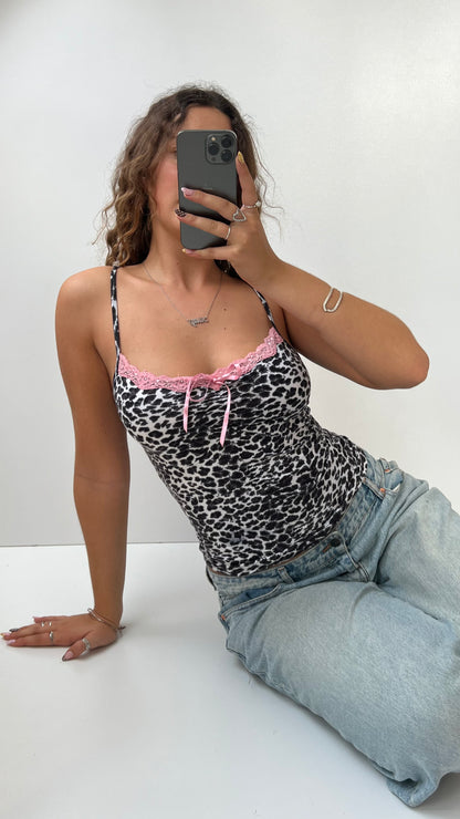 00s grey leopard print cami- size S