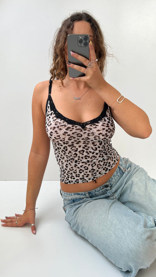 00s leopard print mesh cami- size XS