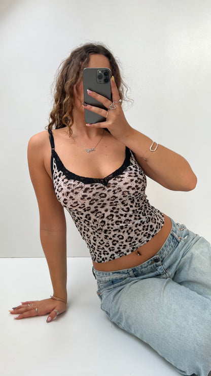 00s leopard print mesh cami- size XS