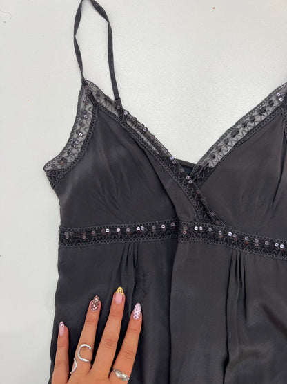00s grey silk sequin cami- size XS