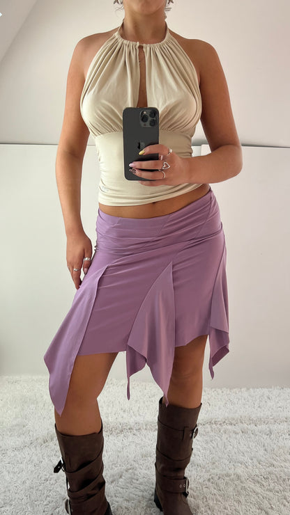 00s asymmetrical lilac midi skirt- size S