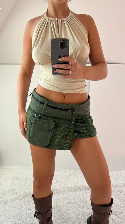 00s khaki wrap skirt- size M/L