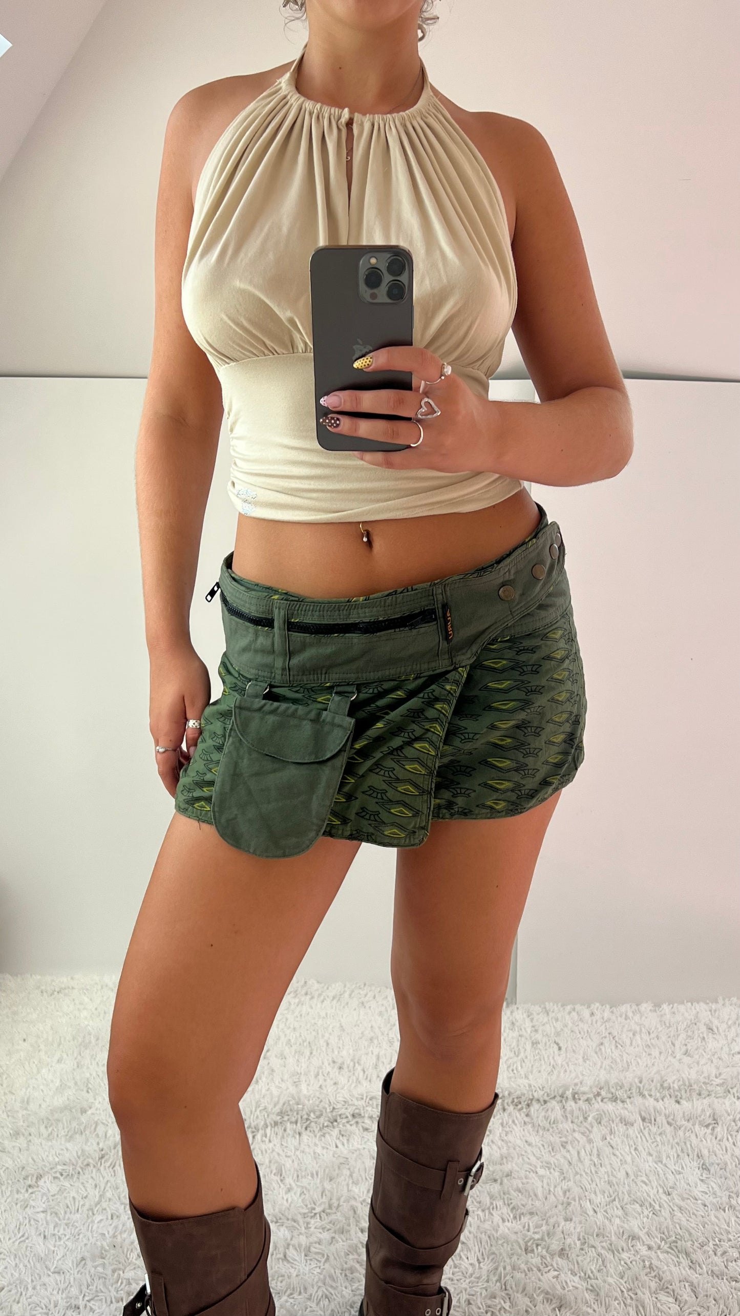 00s khaki wrap skirt- size M/L