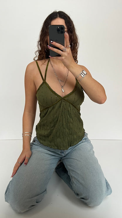00s green sequin cami- size S