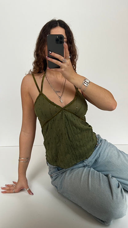 00s green sequin cami- size S