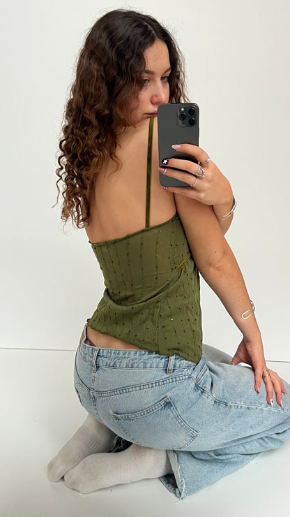 00s green sequin cami- size S
